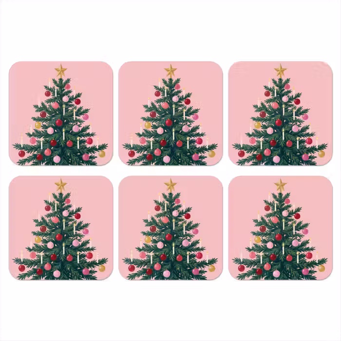 Onderzetter - Kerstboom - Kerst - Roze