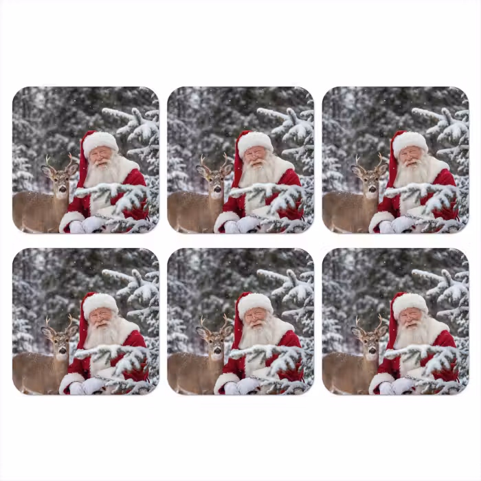 Onderzetter - Kerstman - Hert - Sneeuw
