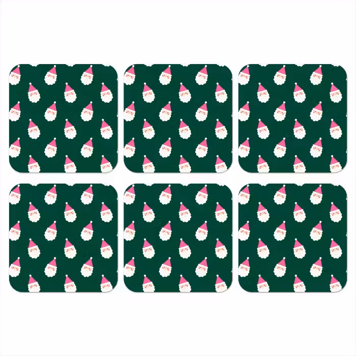 Onderzetter - Kerstman - Kerst - Groen - Roze