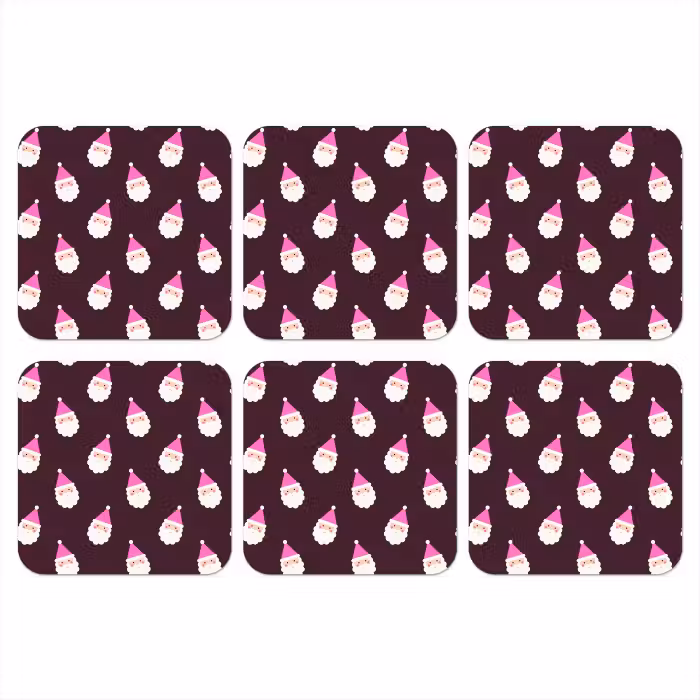 Onderzetter - Kerstman - Kerst - Roze - Burgundy