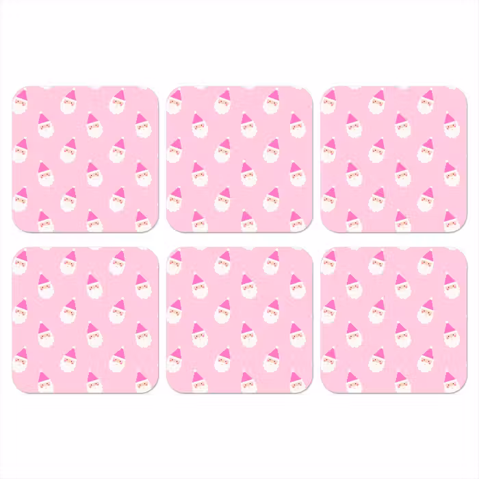 Onderzetter - Kerstman - Kerst - Roze - Pastel