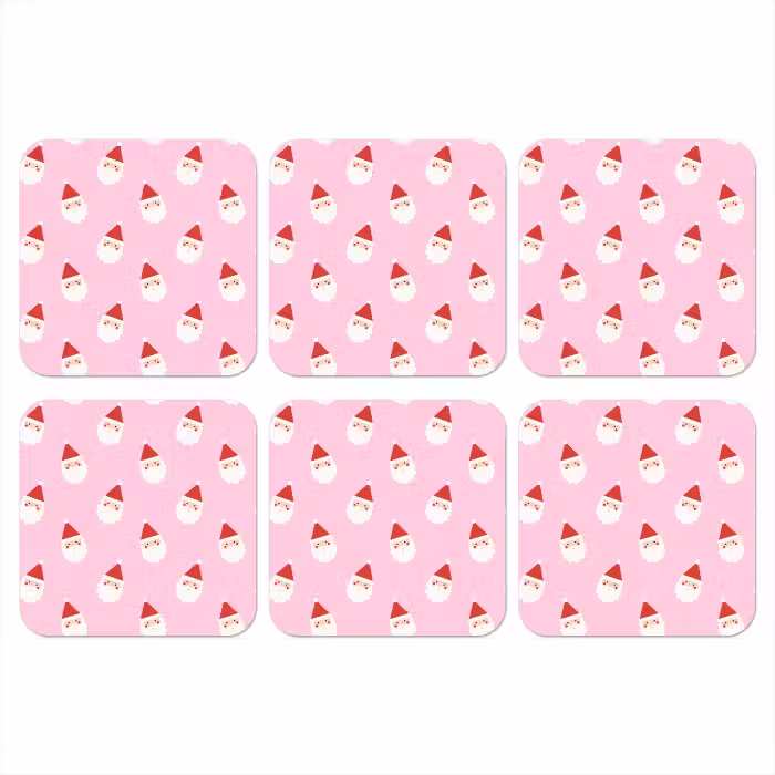 Onderzetter - Kerstman - Kerst - Roze