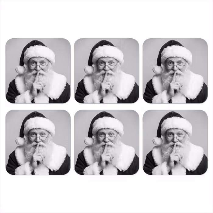 Onderzetter - Kerstman - Zwart-wit - Kerst