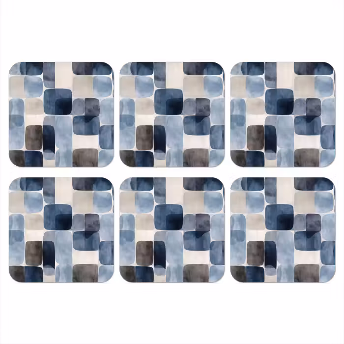 Onderzetter - Patroon - Blauw - Vierkanten