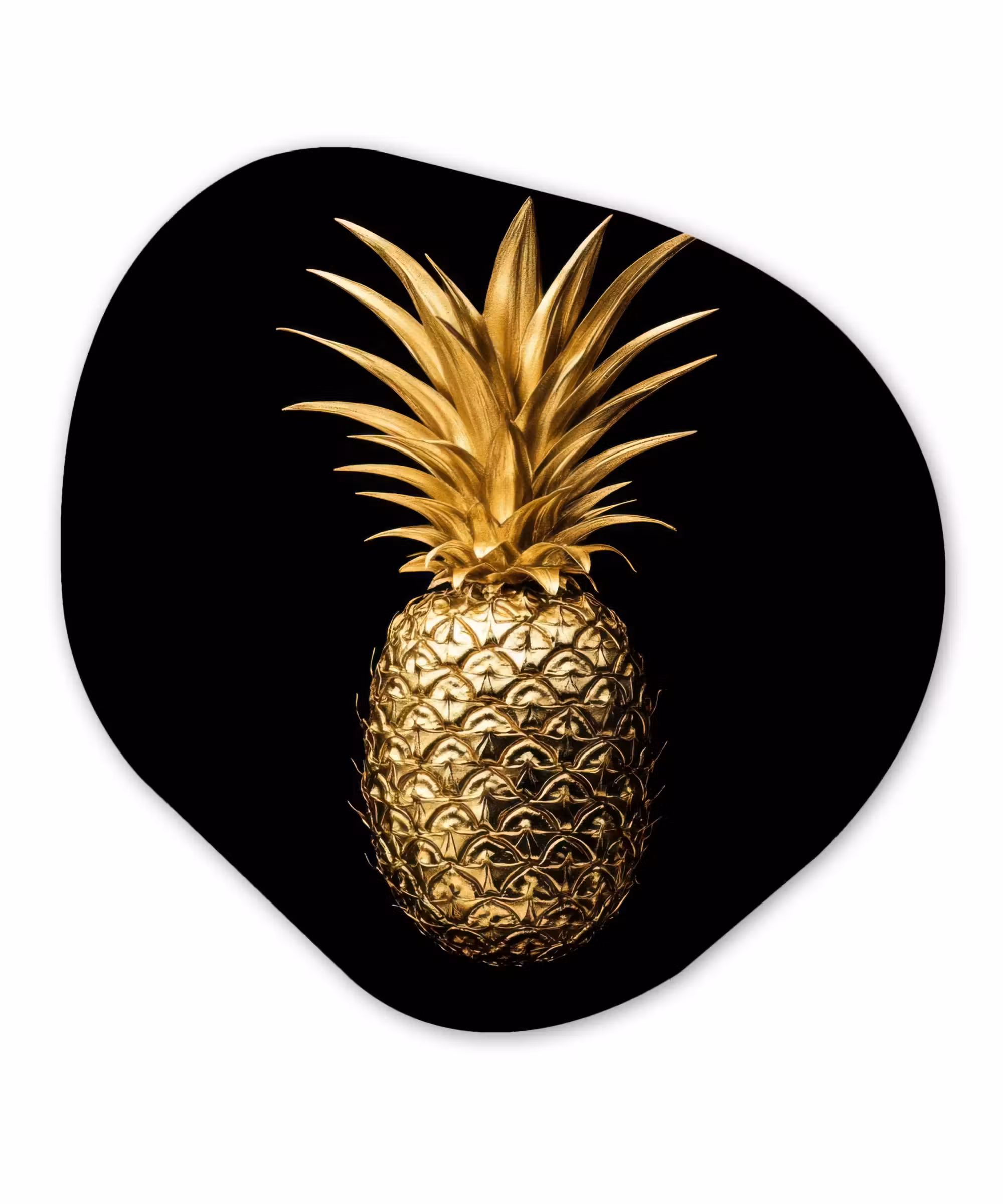 Organisch schilderij – Ananas - Zwart - Goud - Luxe