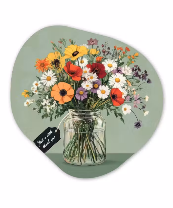 Organisch schilderij – Bloemen - Vaas - Kaartje