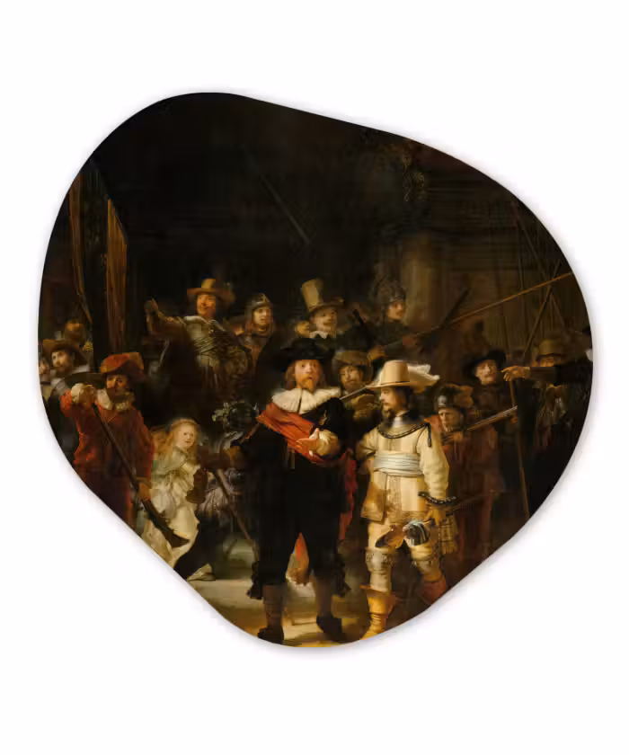 Organische Formen – Aluminium – De Nachtwacht - Schilderij van Rembrandt van Rijn