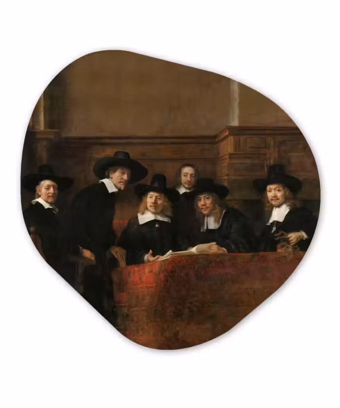 Organische Formen – Aluminium – De staalmeesters - Schilderij van Rembrandt van Rijn
