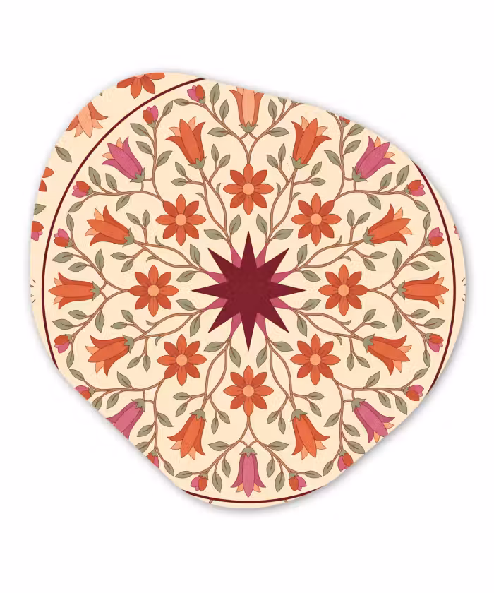 Organisch schilderij - Forex - Bloemen - Mandala - Decoratief - Rood