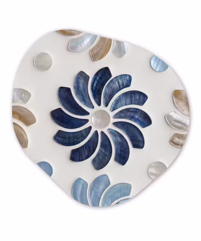 Organisch schilderij - Forex - Bloemen - Parelmoer - Abstract - Patroon - Blauw