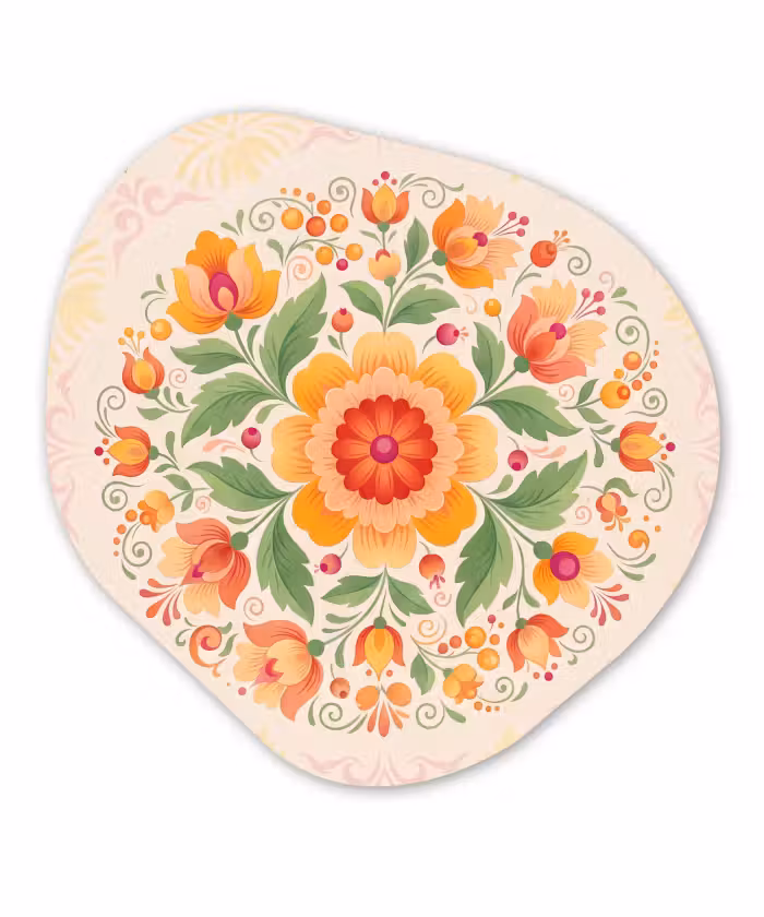Organisch schilderij - Forex - Bloemen - Patroon - Decoratief - Oranje