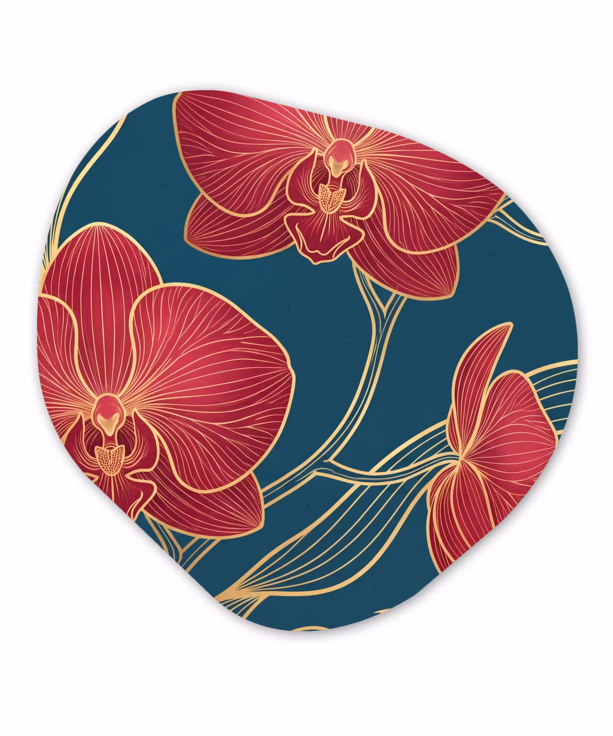 Organisch schilderij - Forex - Bloemen - Rood - Goud