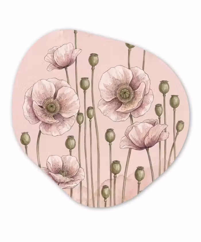 Organisch schilderij - Forex - Bloemen - Zomer - Natuur - Aquarel - Roze