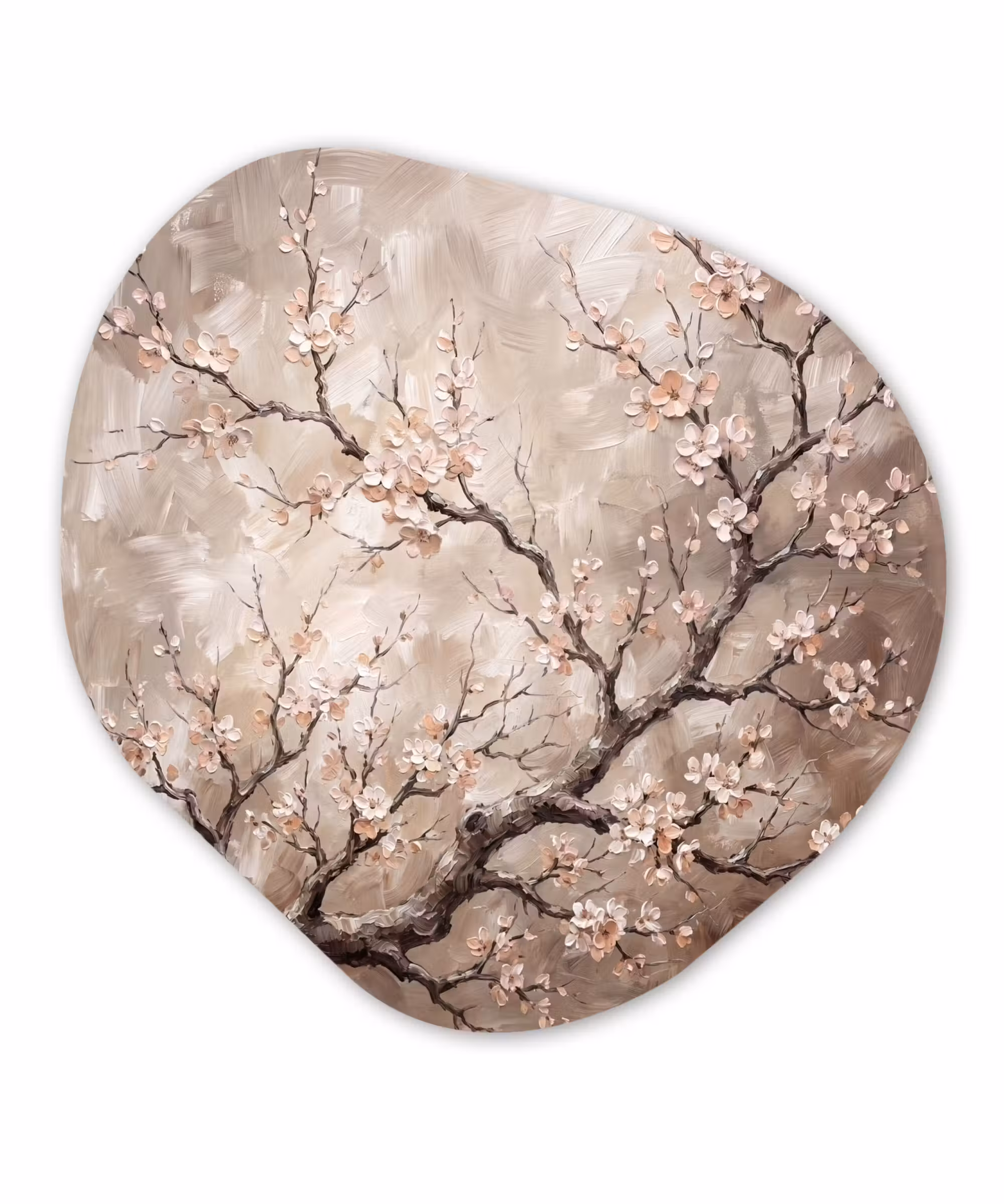 Organisch schilderij - Forex - Bloesem - Takken - Schilderij - Beige - Serene
