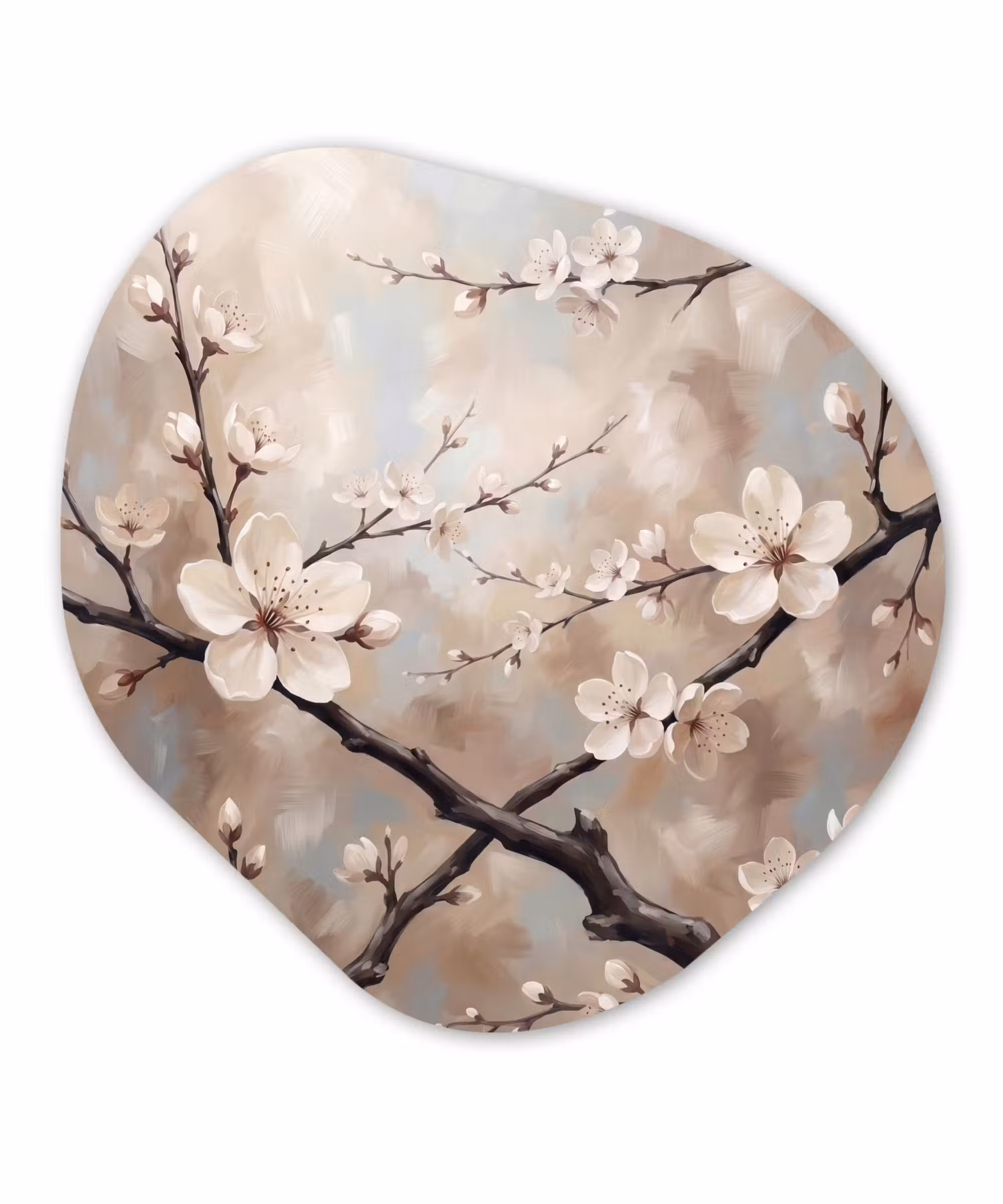 Organisch schilderij - Forex - Bloesem - Takken - Schilderij - Beige - Serene
