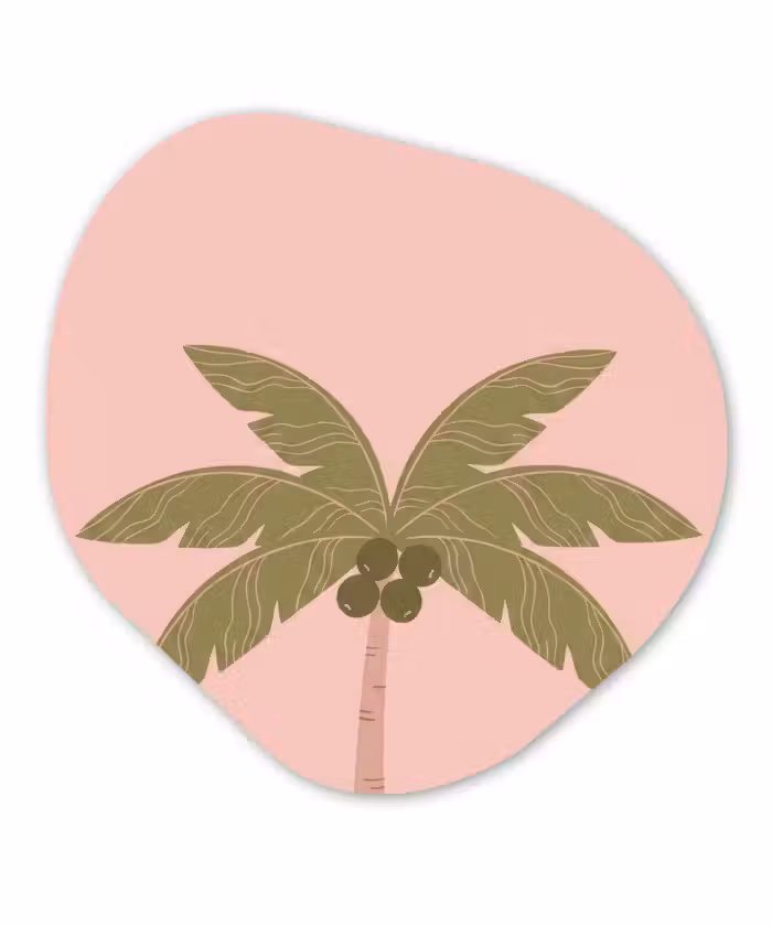 Organisch schilderij - Forex - Boom - Palm - Natuur - Illustratie - Roze