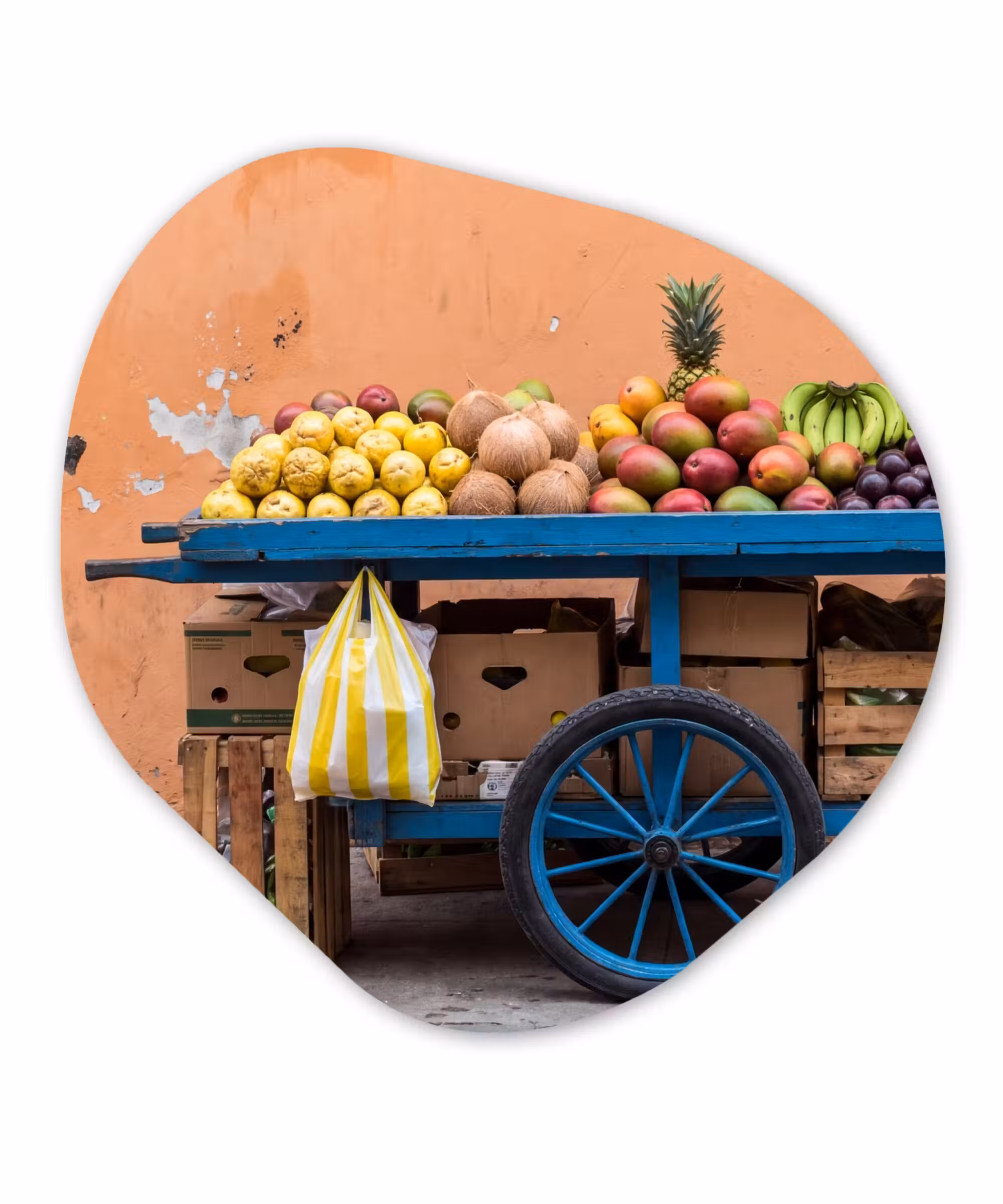 Organisch schilderij - Forex - Fruit - Kar - Straat