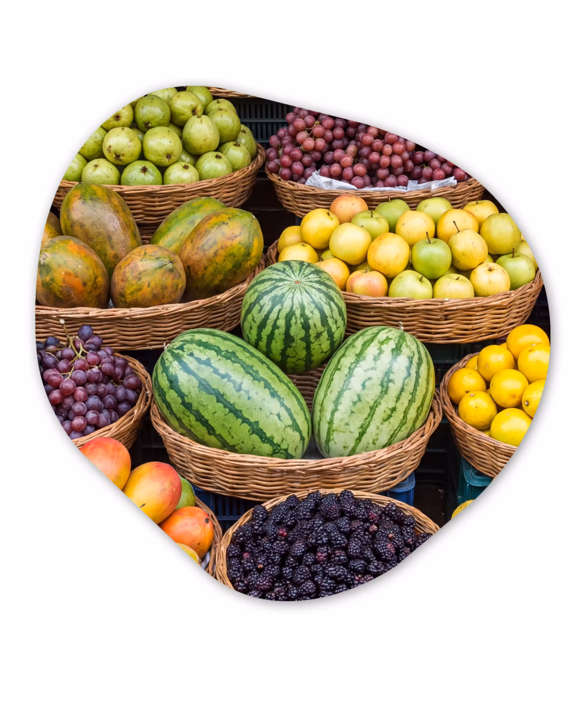 Organisch schilderij - Forex - Fruit - Markt - Kleurrijk
