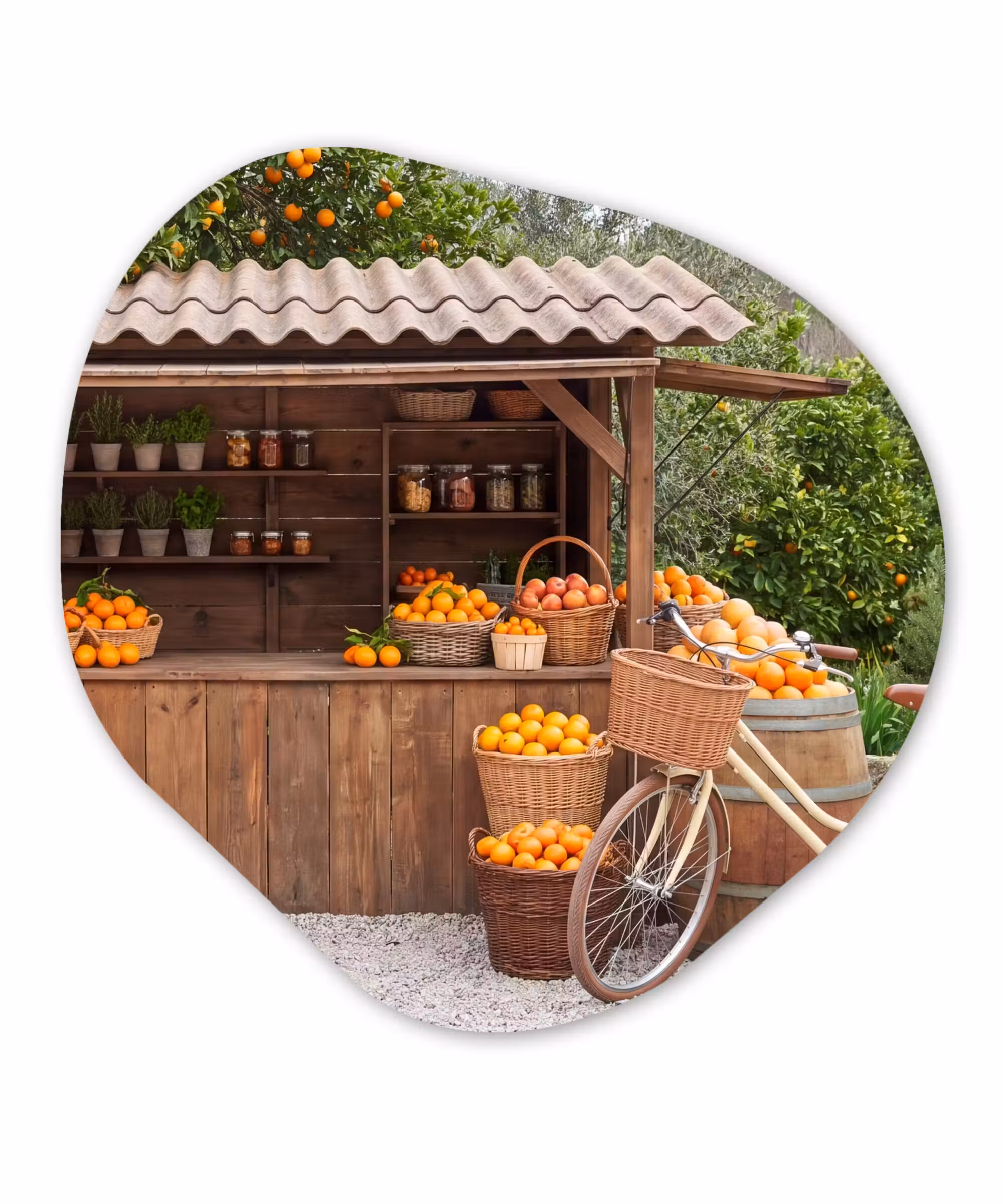 Organisch schilderij - Forex - Fruit - Markt - Landelijk