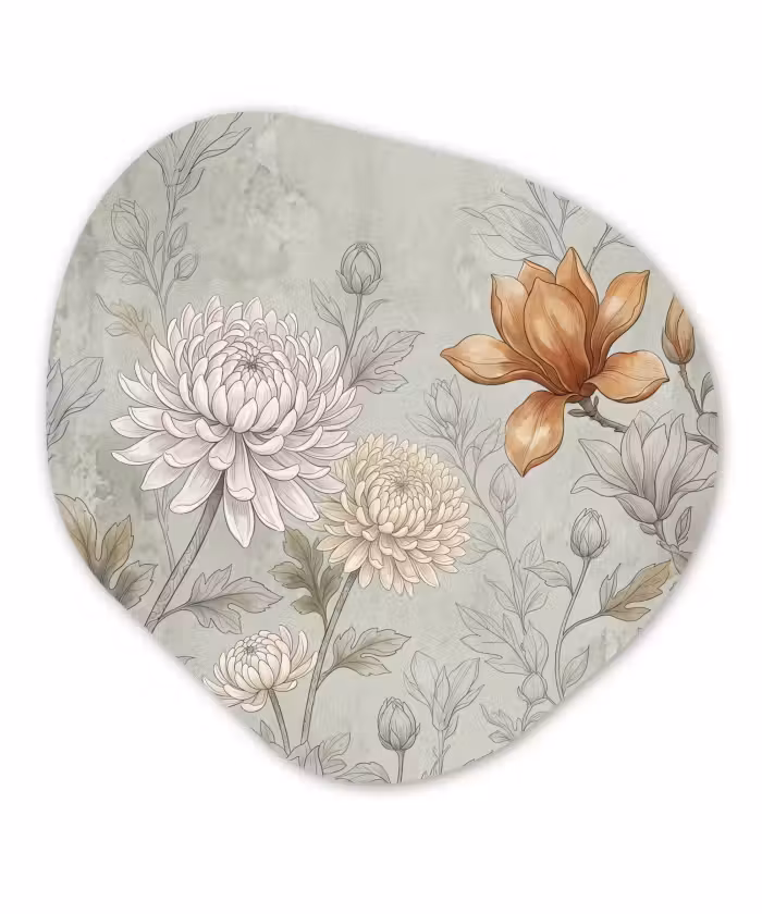 Organisch schilderij - Forex - Illustratie - Bloemen - Groen