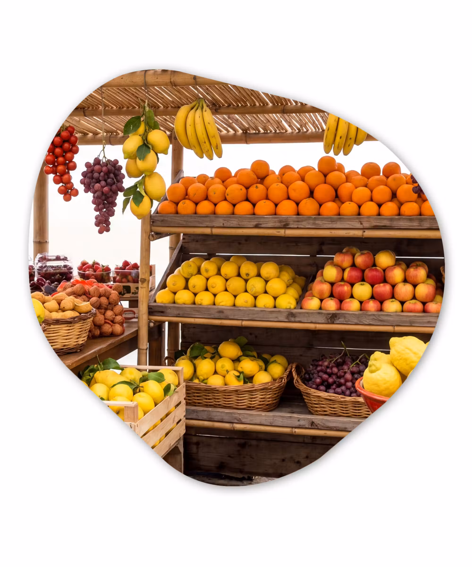 Organisch schilderij - Forex - Marktkraam - Fruit - Vers
