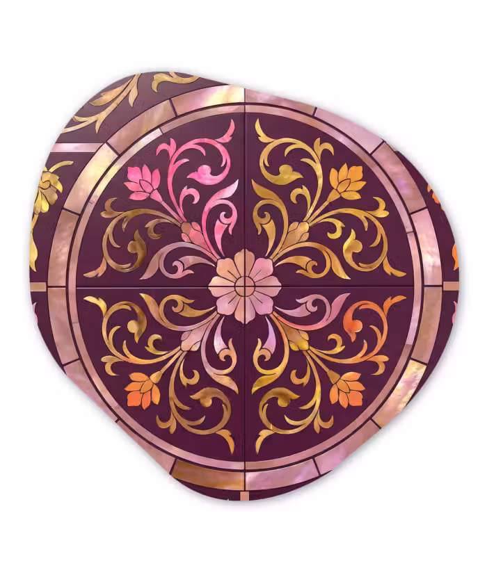 Organisch schilderij - Forex - Patroon - Floraal - Oosters - Paars - Goud