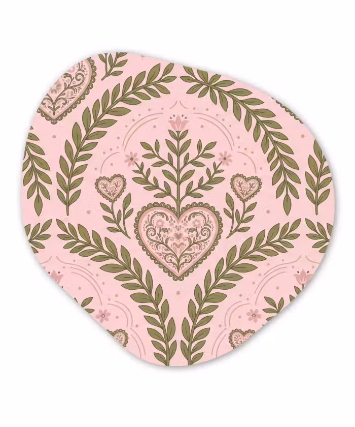 Organisch schilderij - Forex - Patroon - Hart - Bloemen - Folkloristisch - Roze