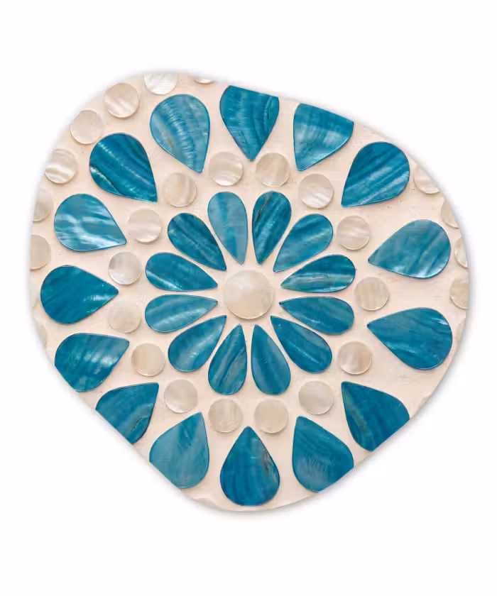 Organisch schilderij - Forex - Patroon - Mozaïek - Schelpen - Abstract - Turquoise
