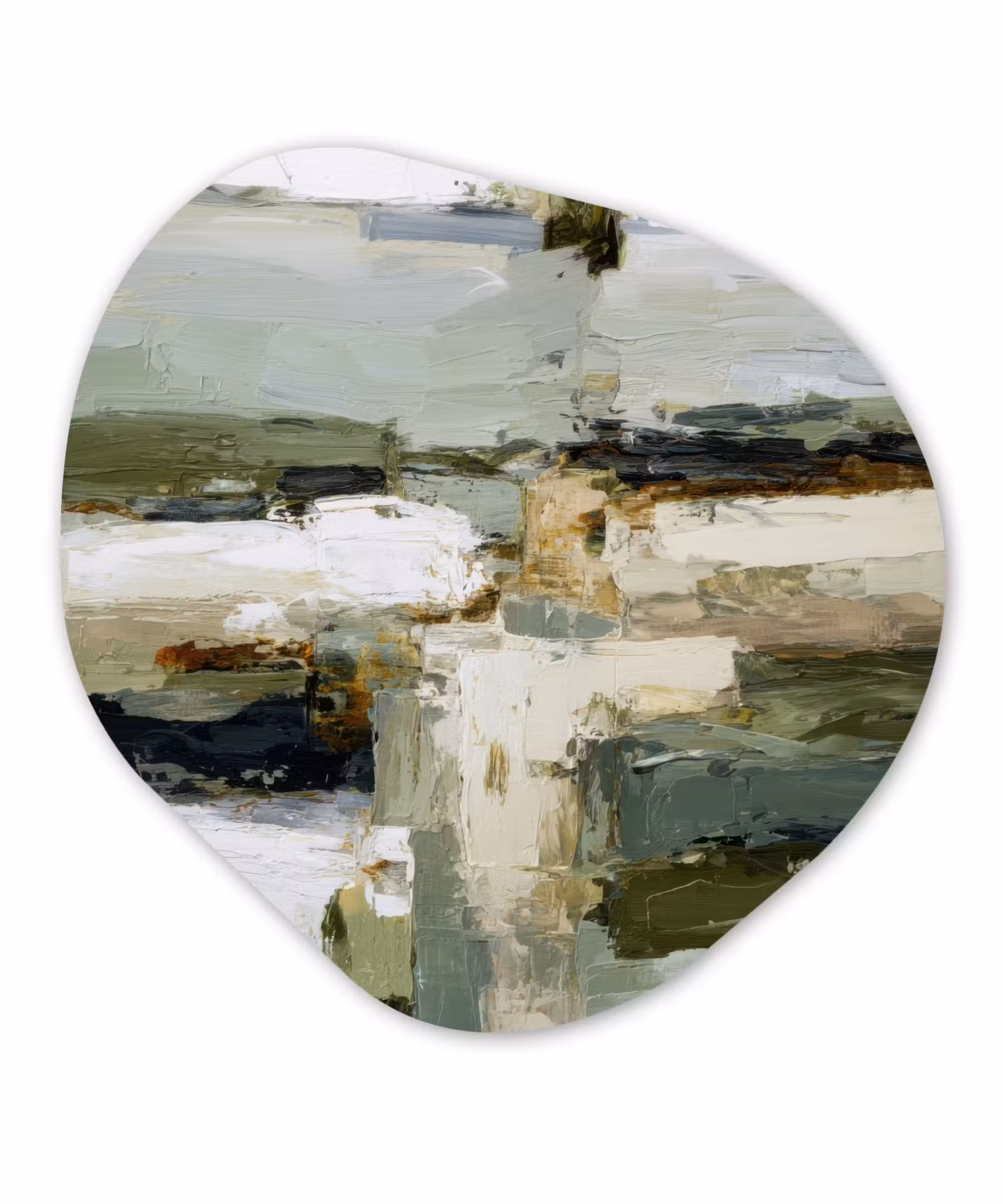 Organisch schilderij - Forex - Penseelstreken - Groen - Abstract - Japandi