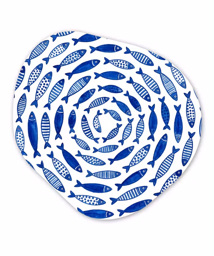 Organisch schilderij - Forex - Vis - Patroon - Onderwater - Abstract - Blauw
