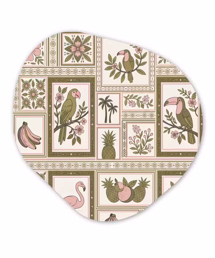 Organisch schilderij - Forex - Vogel - Tropisch - Patroon - Decoratief - Groen