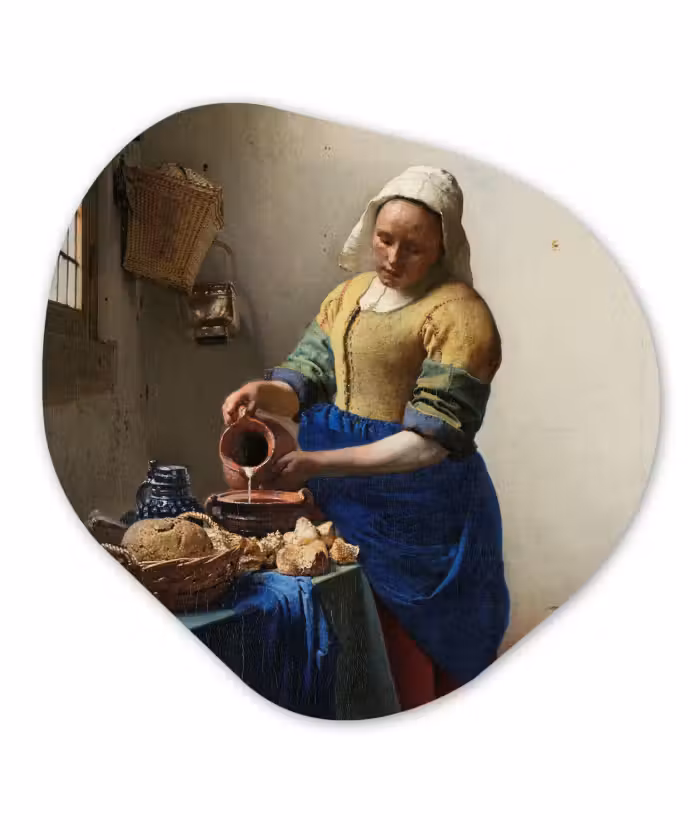 Organische Formen – Aluminium – Het melkmeisje - Schilderij van Johannes Vermeer