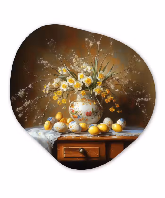 Organisch schilderij – Paaseieren - Stilleven - Vaas