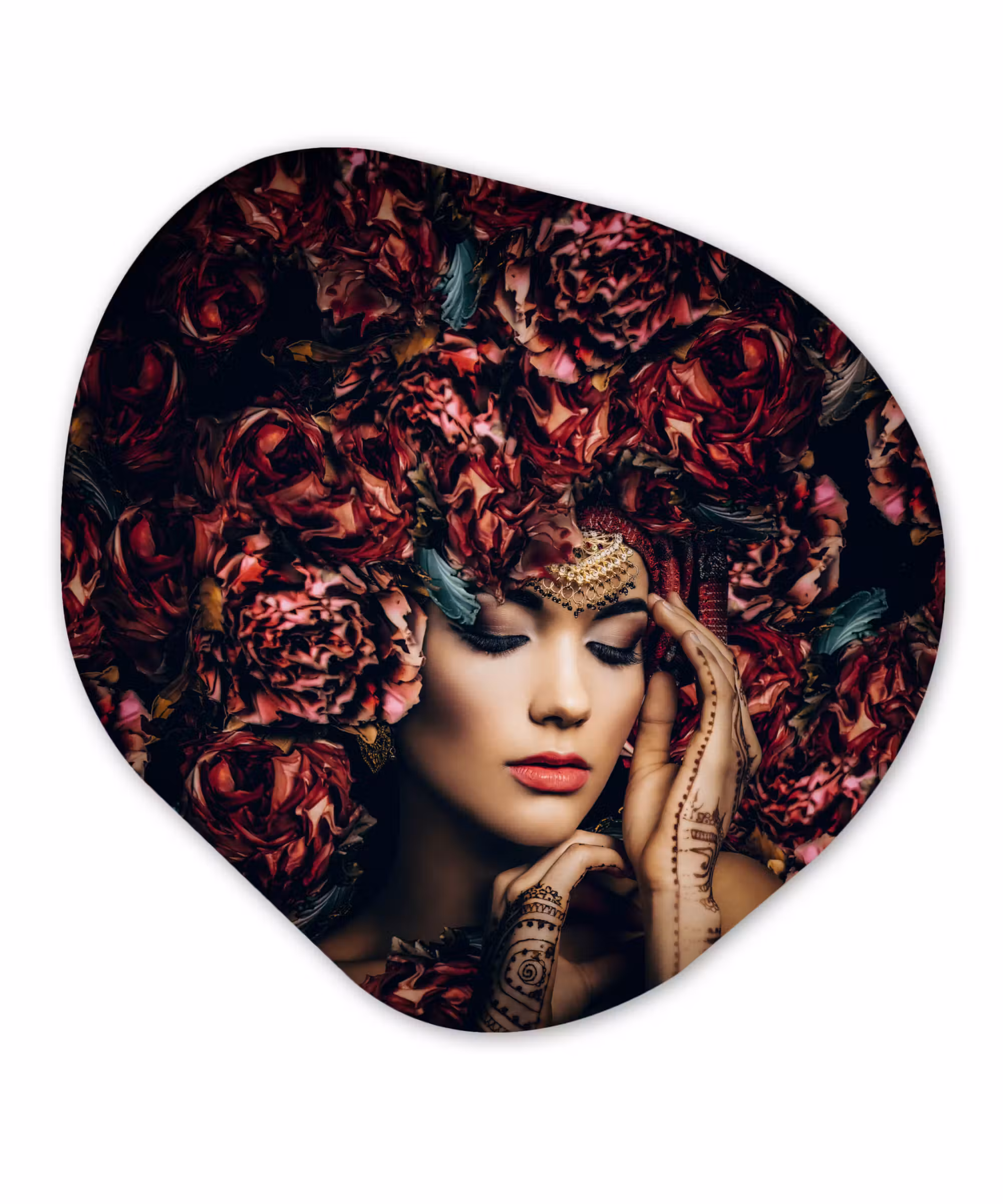 Organische Formen – Aluminium – Vrouw - Bloemen - Henna - Portret