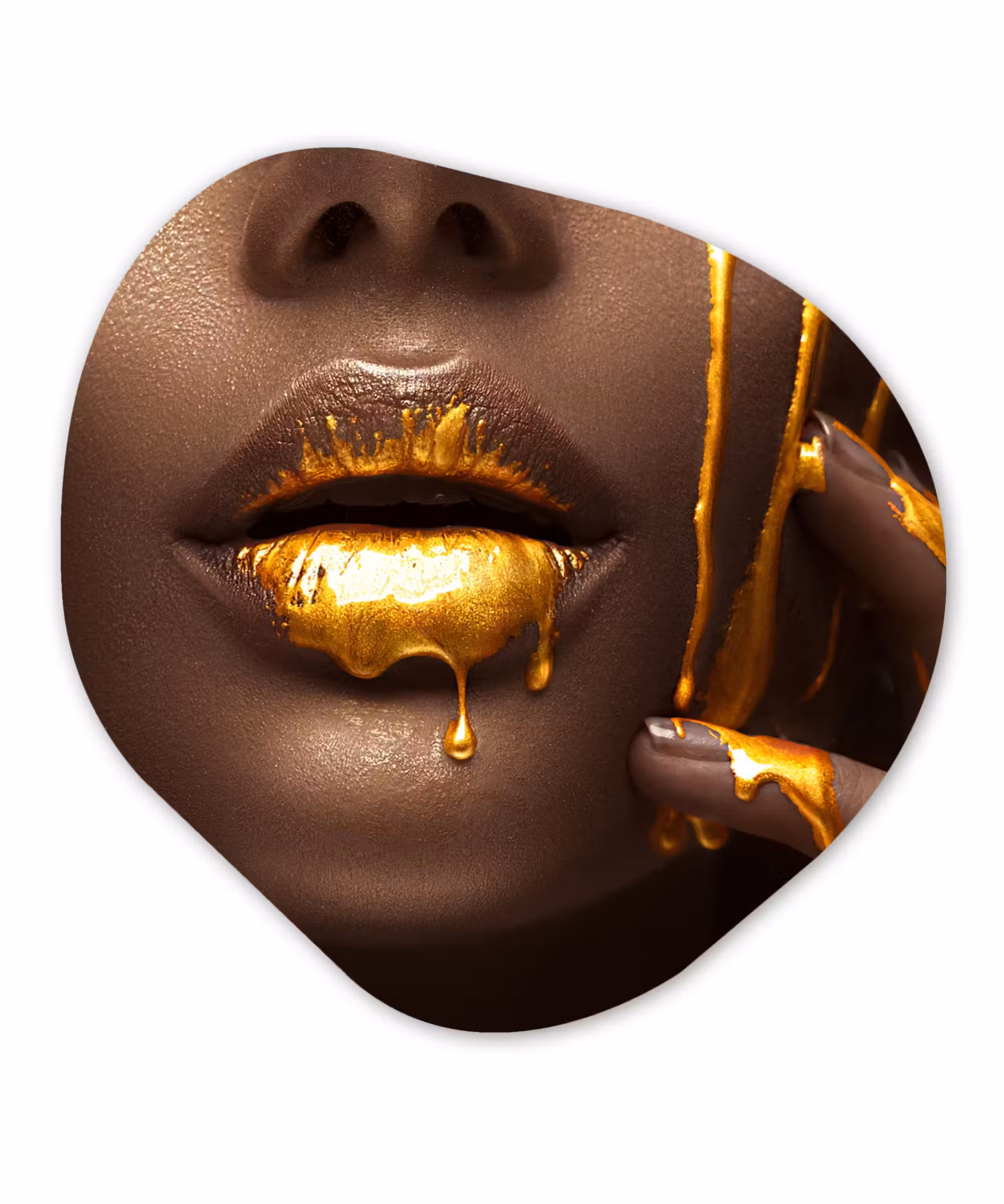 Organische Formen – Aluminium – Vrouw - Goud - Lippen