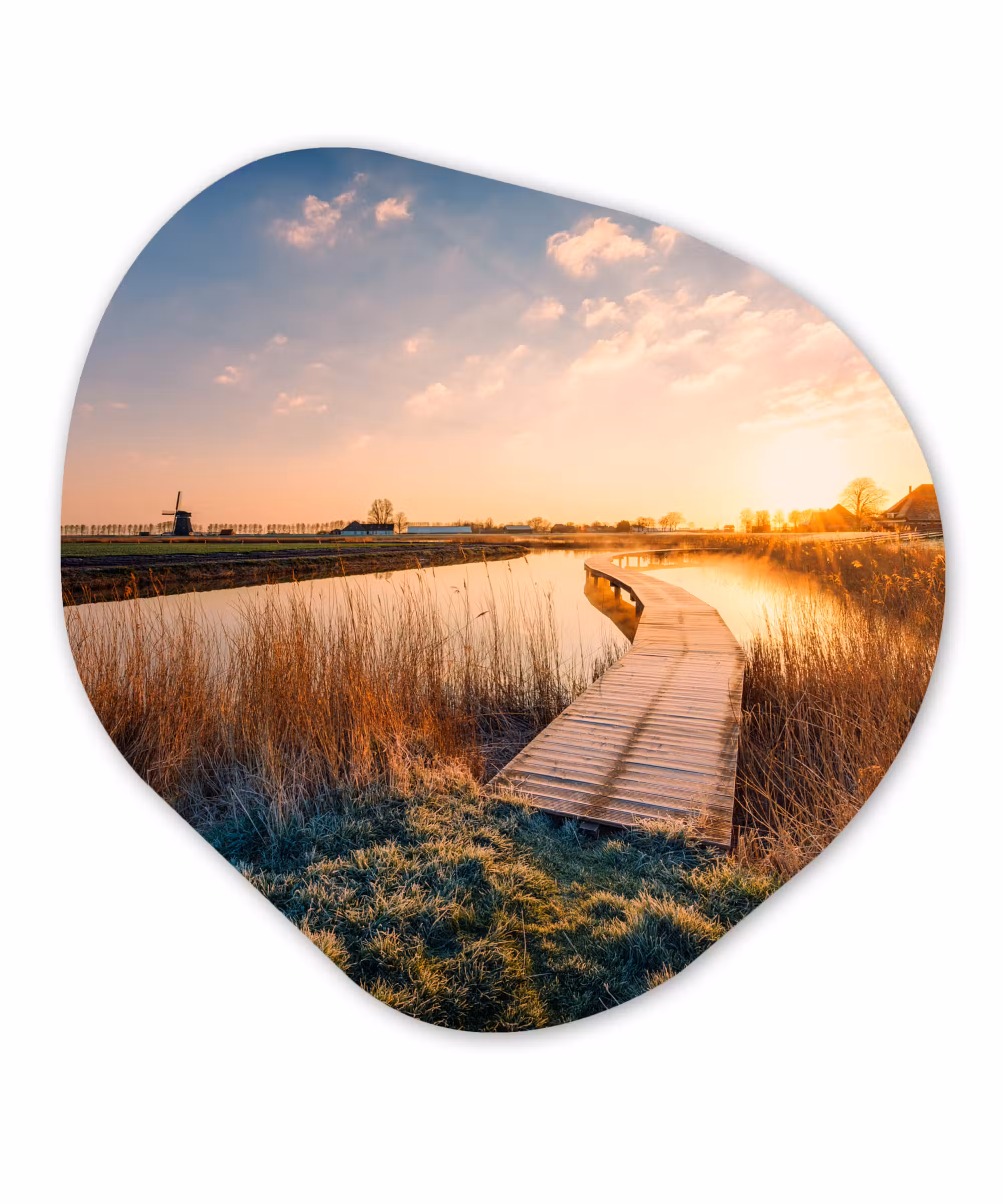 Organische Formen – Aluminium – Zonsondergang in de Nederlandse polder