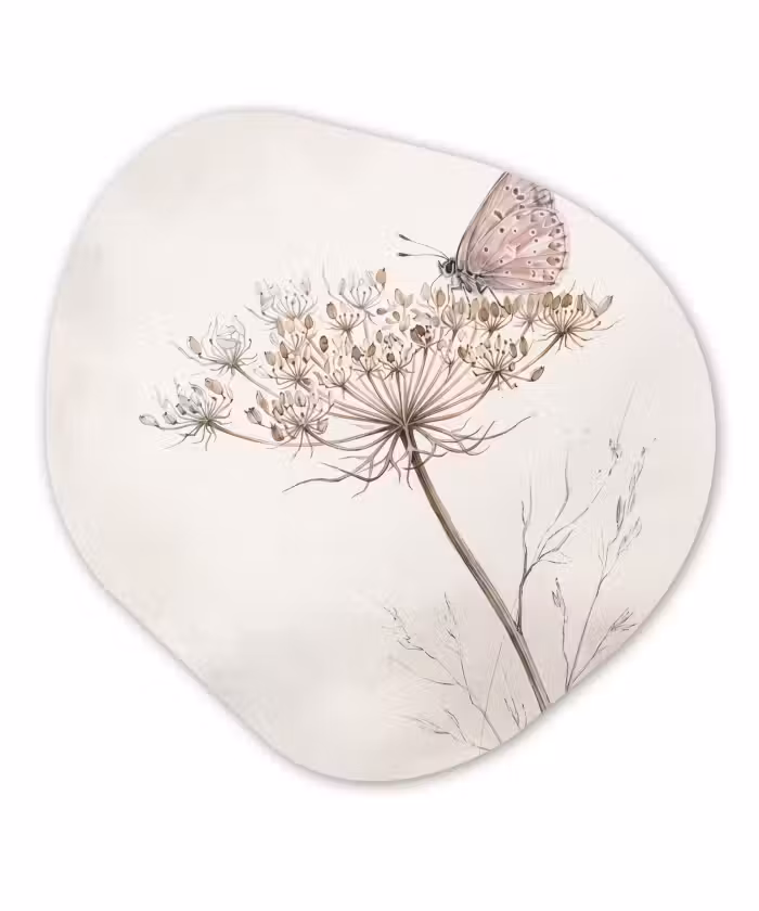 Organische schilderij - Aluminium - Vlinder - Bloem -Natuur - Beige