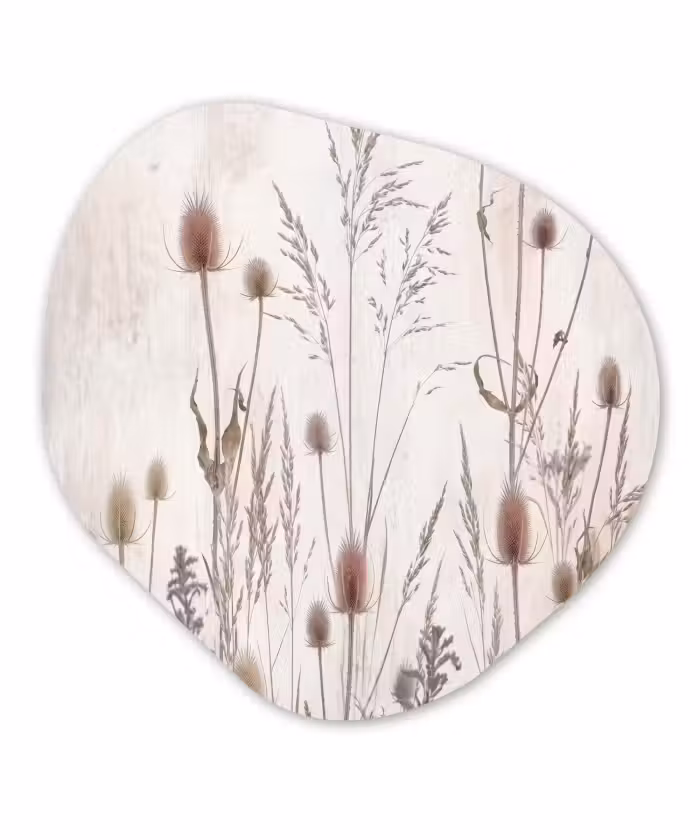 Organische schilderij - Aluminium - Weidebloemen - Design - Sepia