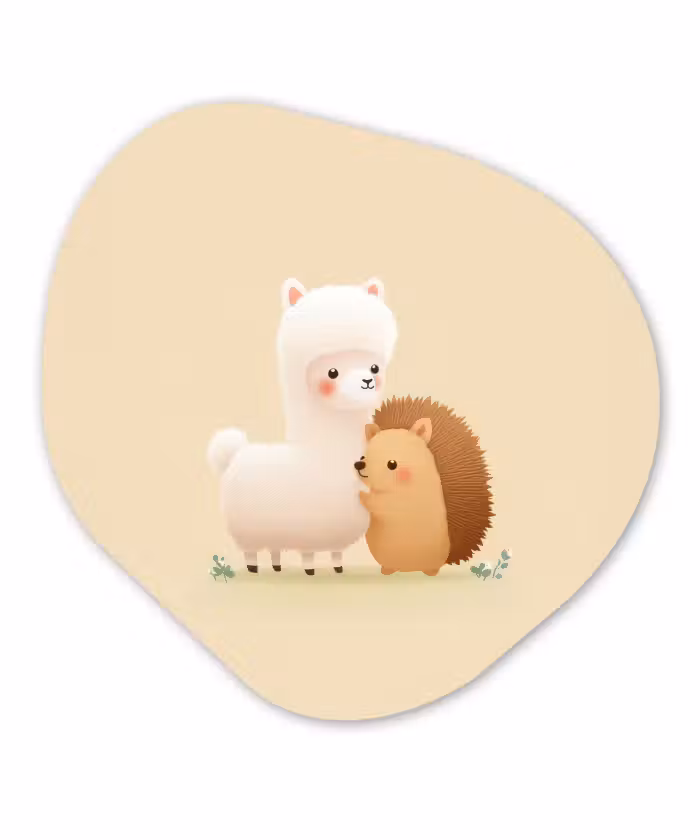Organische vorm - schilderij - Aluminium - Alpaca - Egel - Bruin - Knuffelen