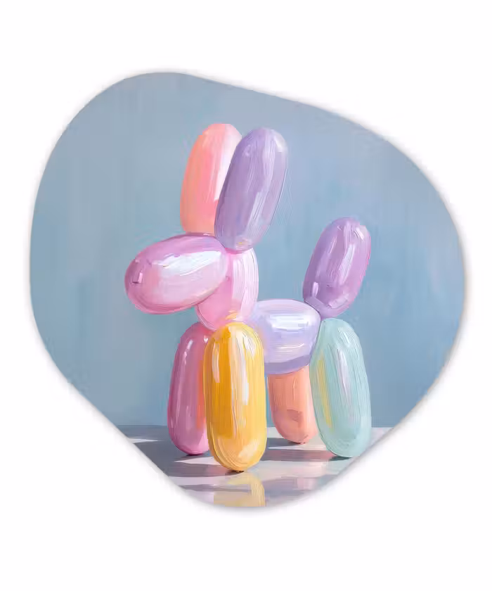 Organische vorm - schilderij - Aluminium - Dier - Ballon - Pasteltinten - Glanzend