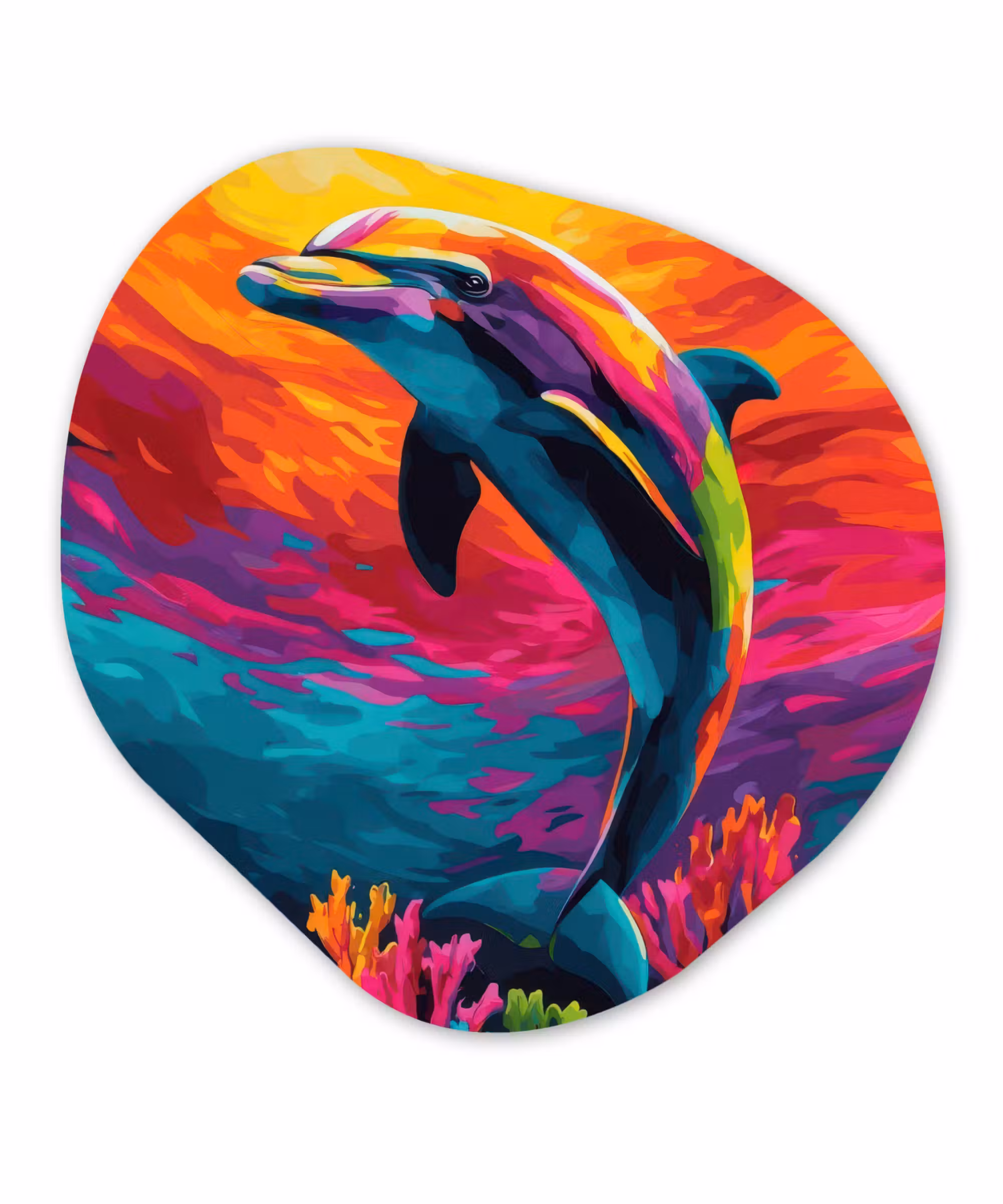 Organische vorm - schilderij - Aluminium - Dolfijn - Kleurrijk - Oceaan - Koraal