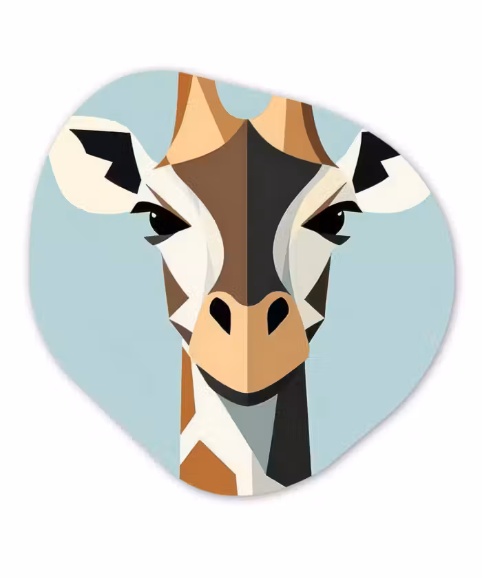 Organische vorm - schilderij - Aluminium - Giraffe - Illustratie - Bruin - Minimalistisch