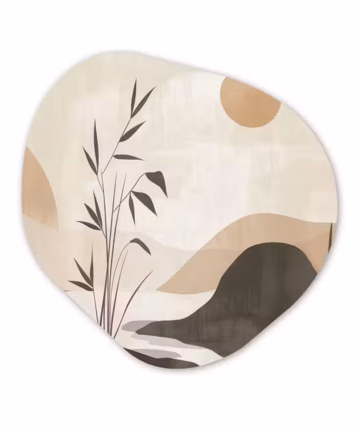 Organische vorm - schilderij - Aluminium - Japandi - Landschap - Beige