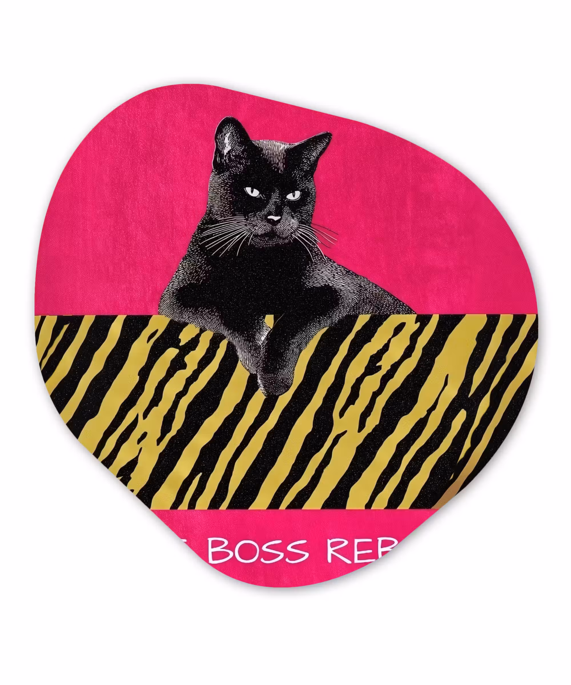 Organische vorm - schilderij - Aluminium - Kat - Baas - Roze - Tijgerprint