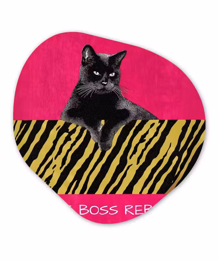 Organische vorm - schilderij - Aluminium - Kat - Baas - Roze - Tijgerprint