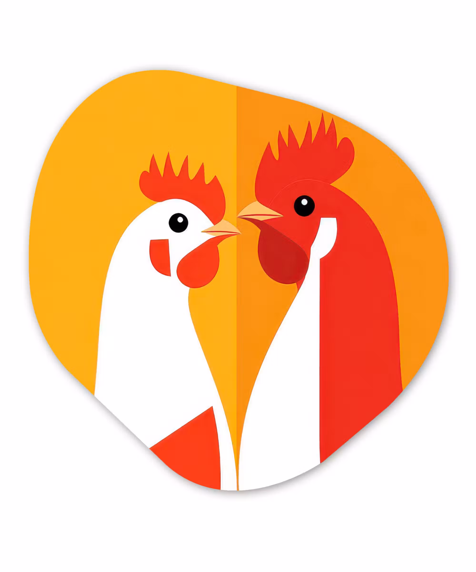 Organische vorm - schilderij - Aluminium - Kippen - Oranje - Vlakken