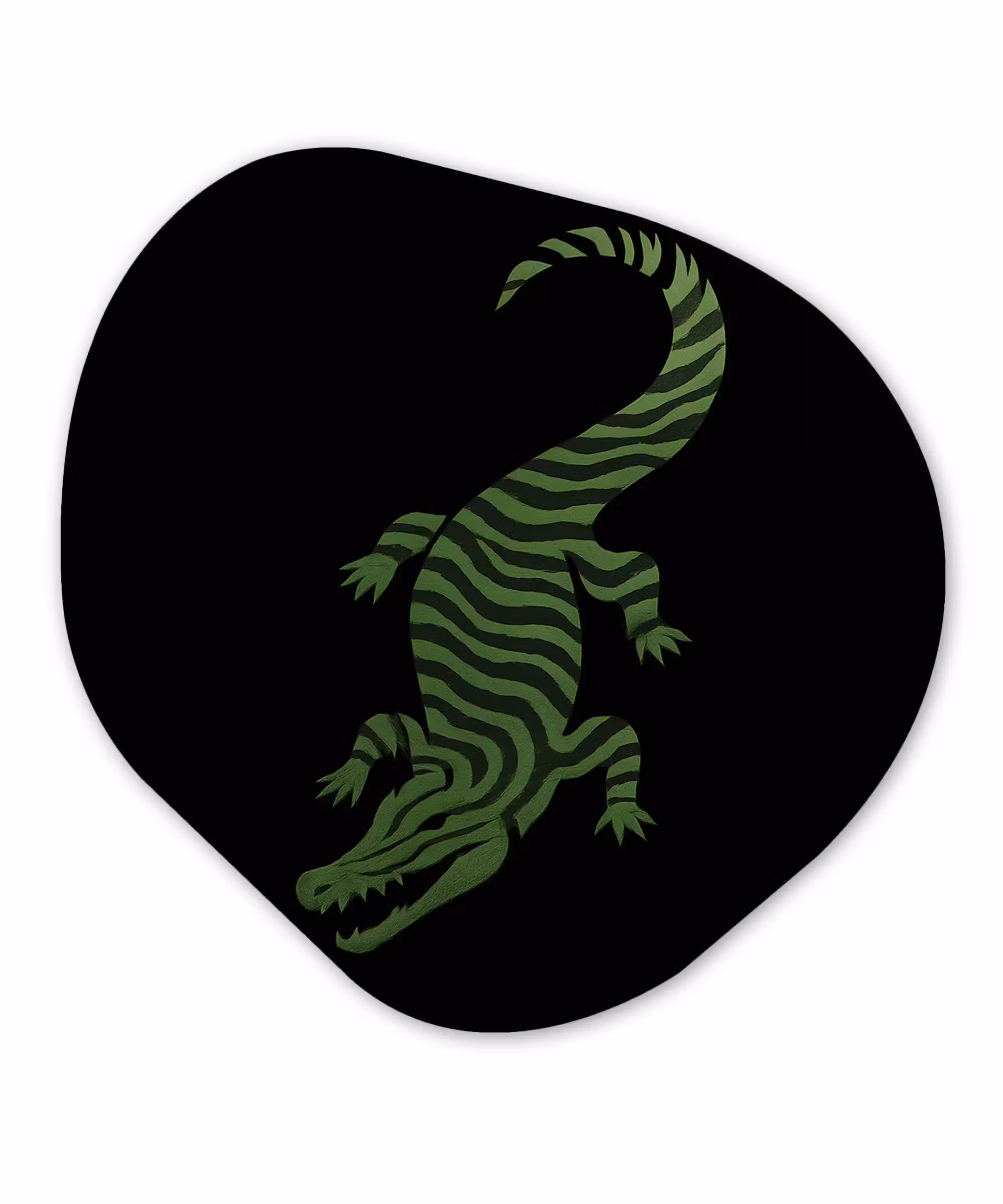 Organische vorm - schilderij - Aluminium - Krokodil - Groen - Tijgerachtig - Strepen