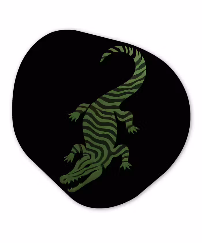 Organische vorm - schilderij - Aluminium - Krokodil - Groen - Tijgerachtig - Strepen