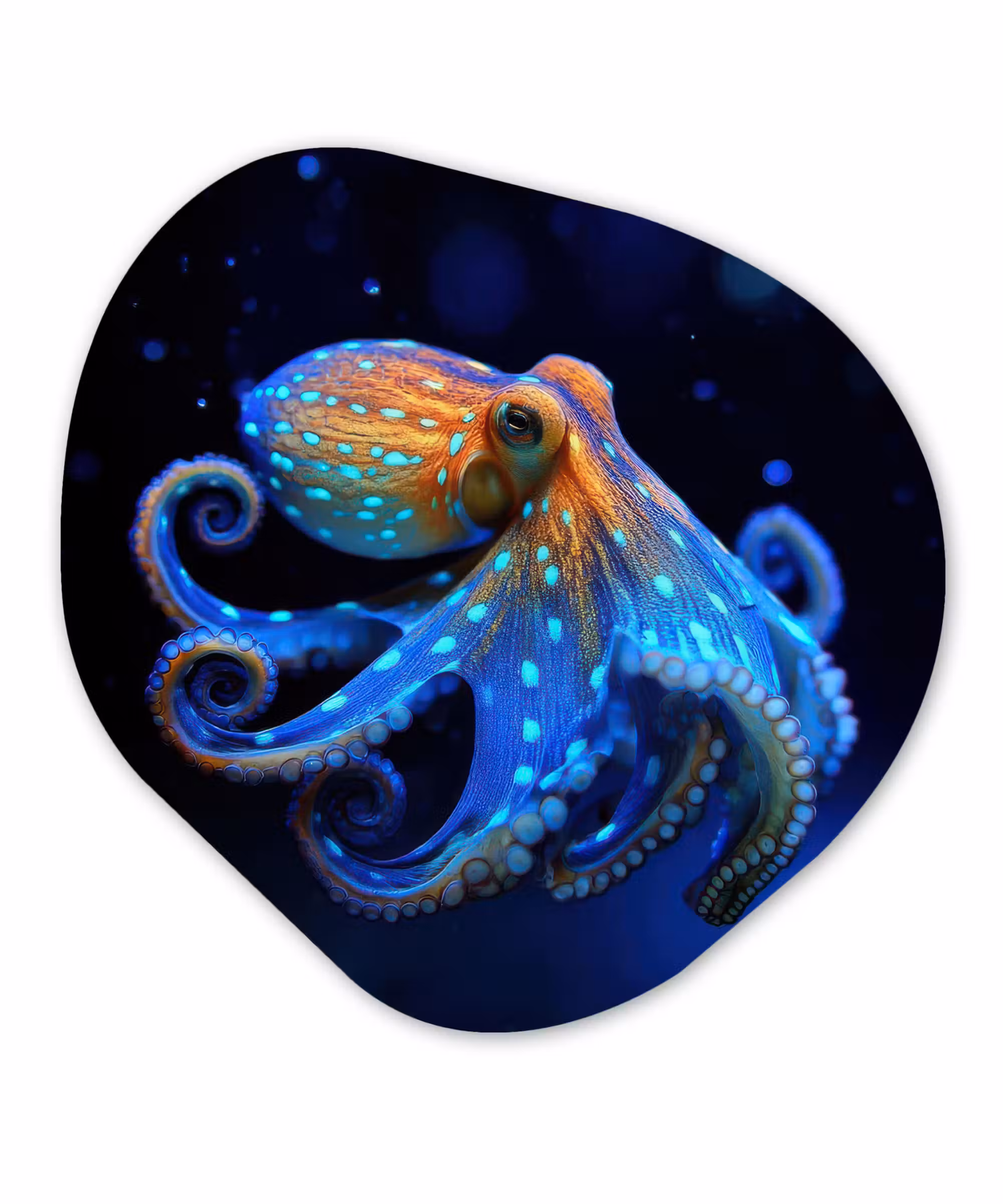 Organische vorm - schilderij - Aluminium - Octopus - Stippen - Blauw - Zee