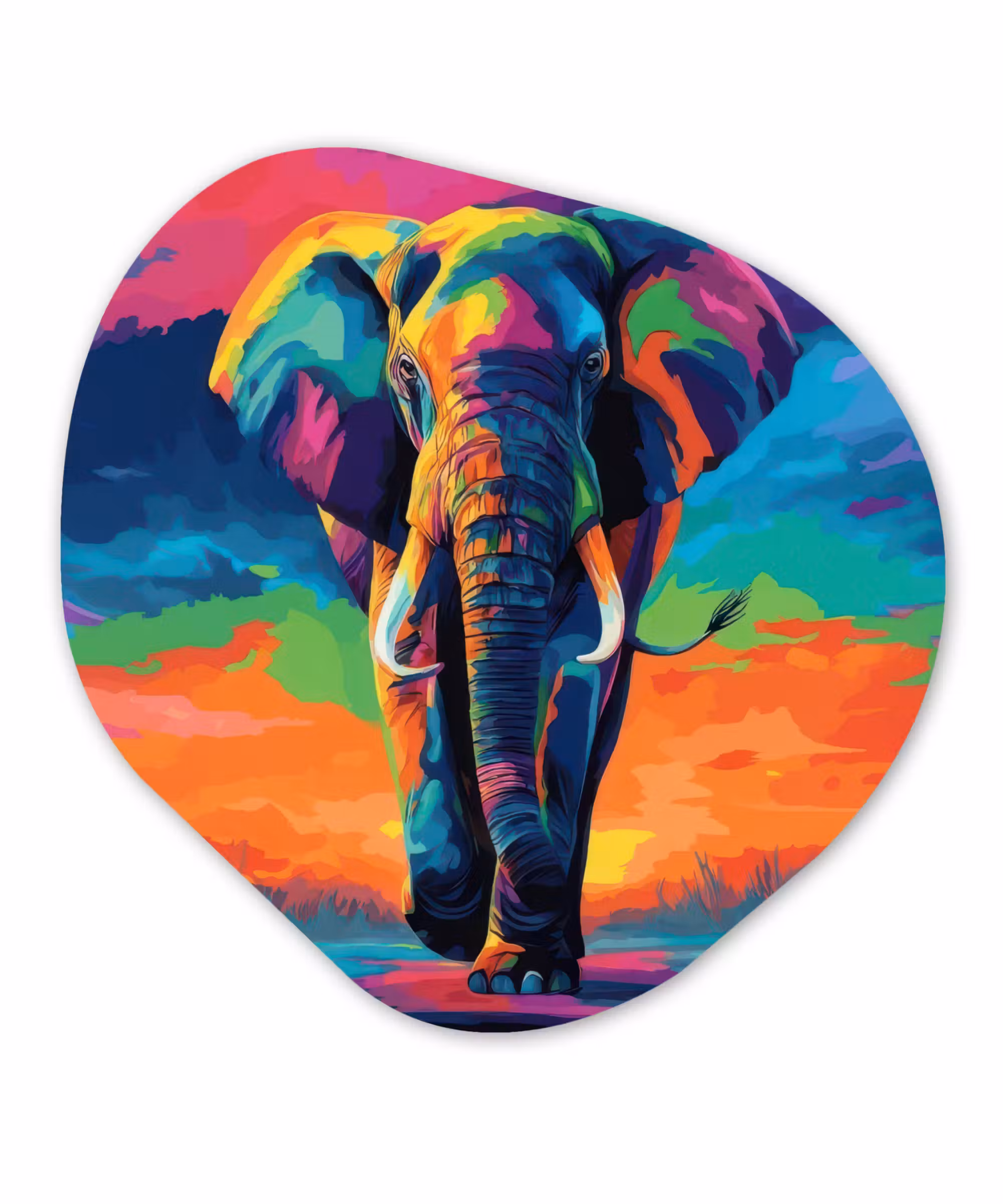 Organische vorm - schilderij - Aluminium - Olifant - Kleurrijk - Lucht - Abstract